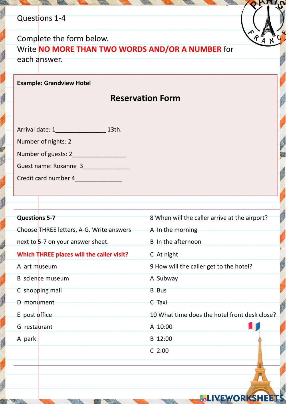 Listening section 1 ielts