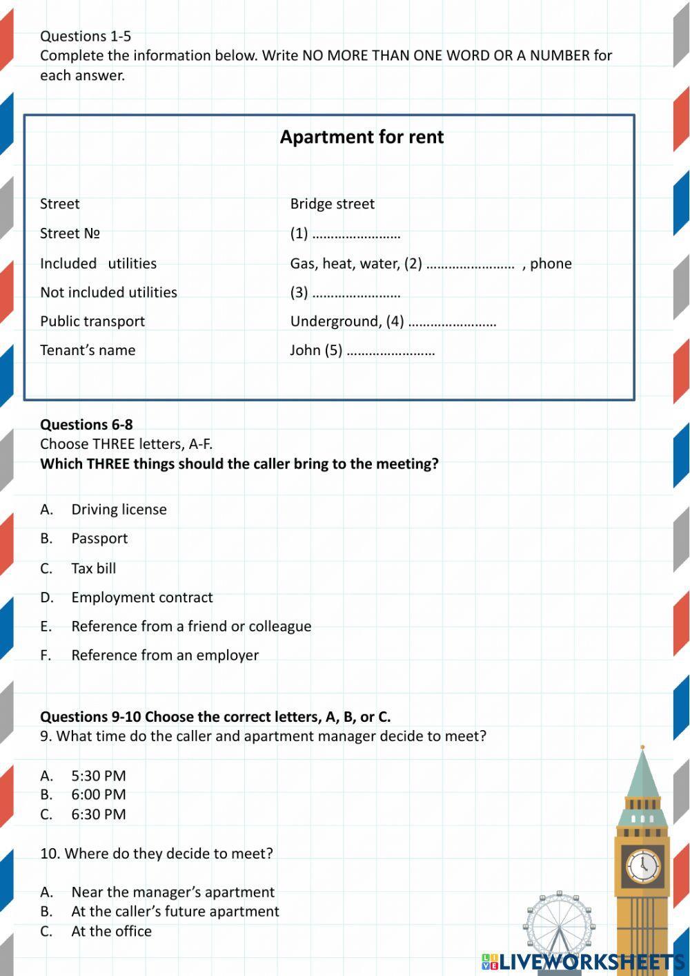 Listening section 1 ielts