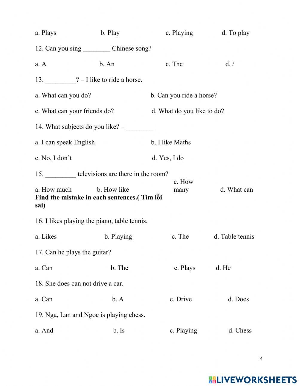 Unit 5: Can you swim?