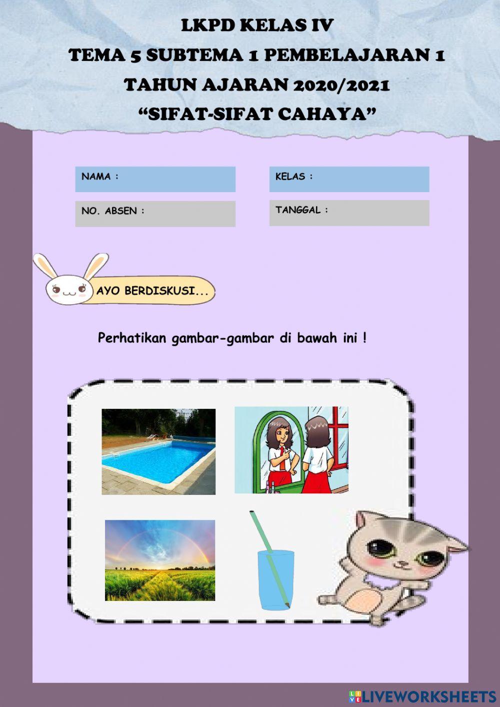 Lkpd ipa sd sifat-sifat cahaya