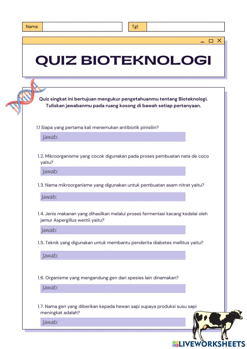 Bioteknologi worksheet