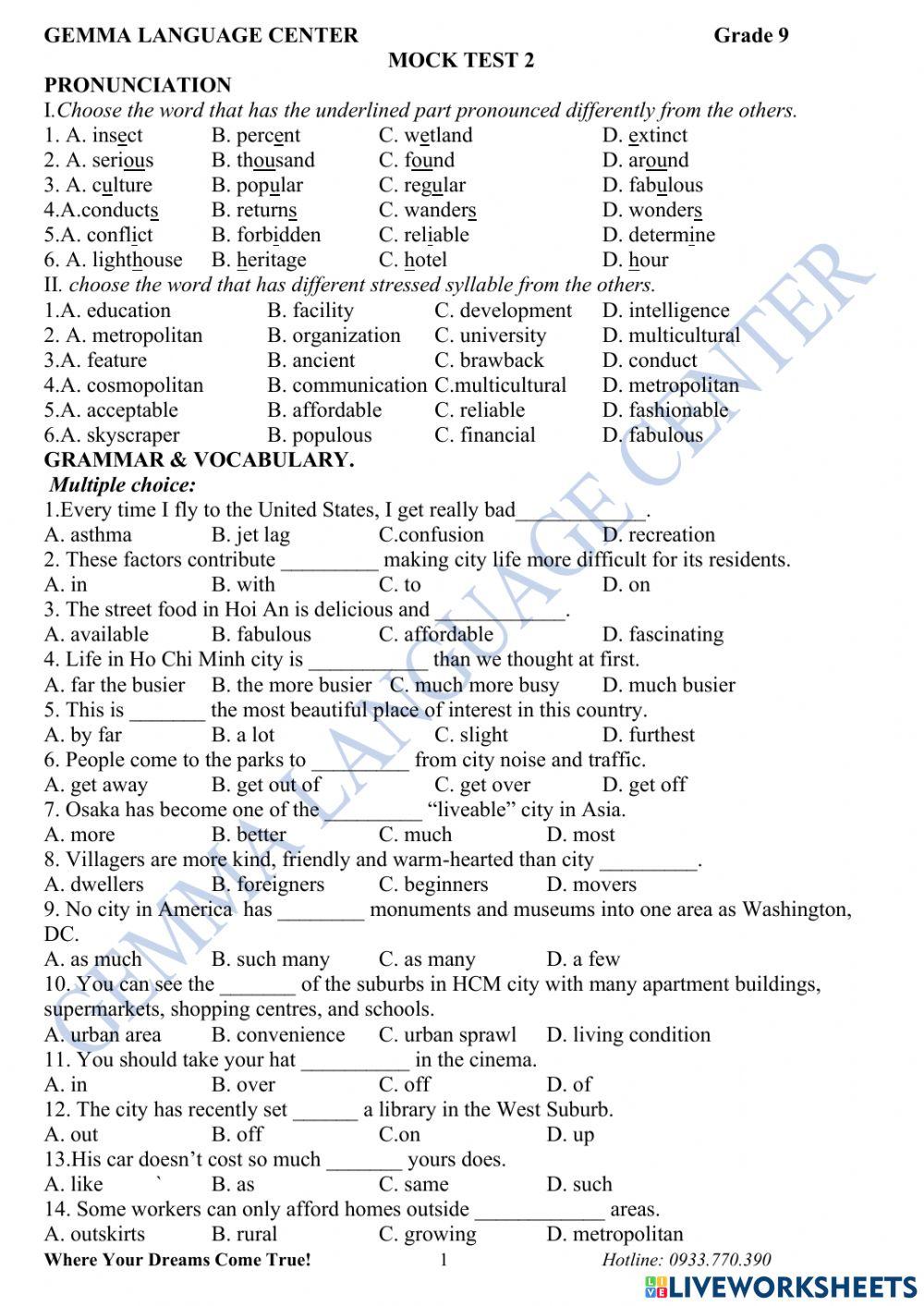 Final Test Grade 9.2