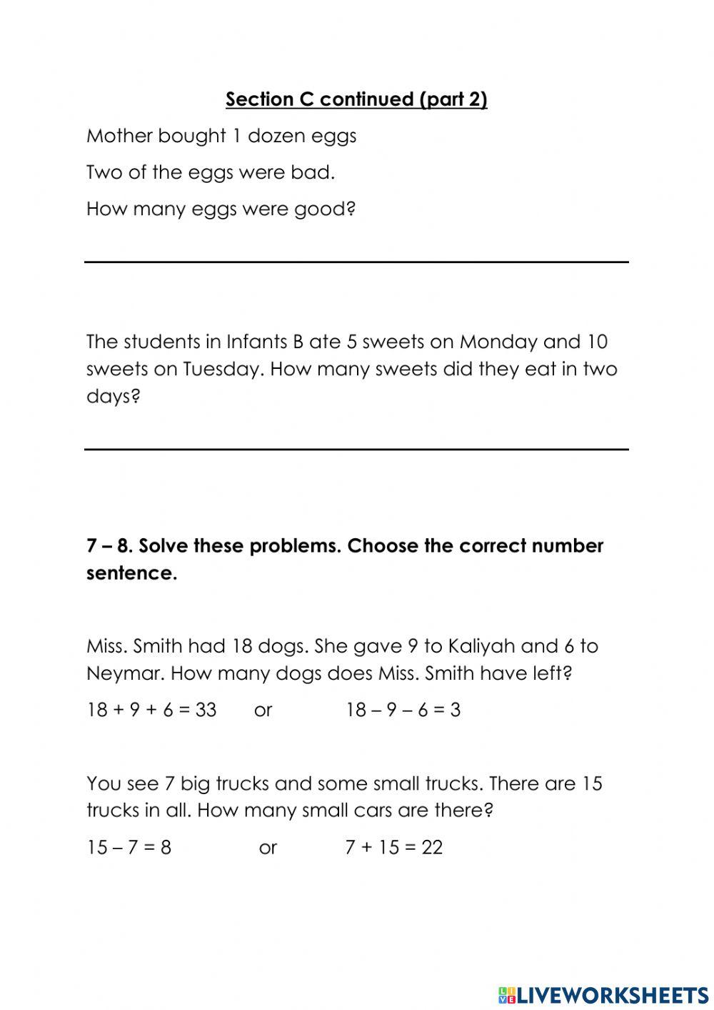 Mathematics Part 2 | KhadijaS | Live Worksheets