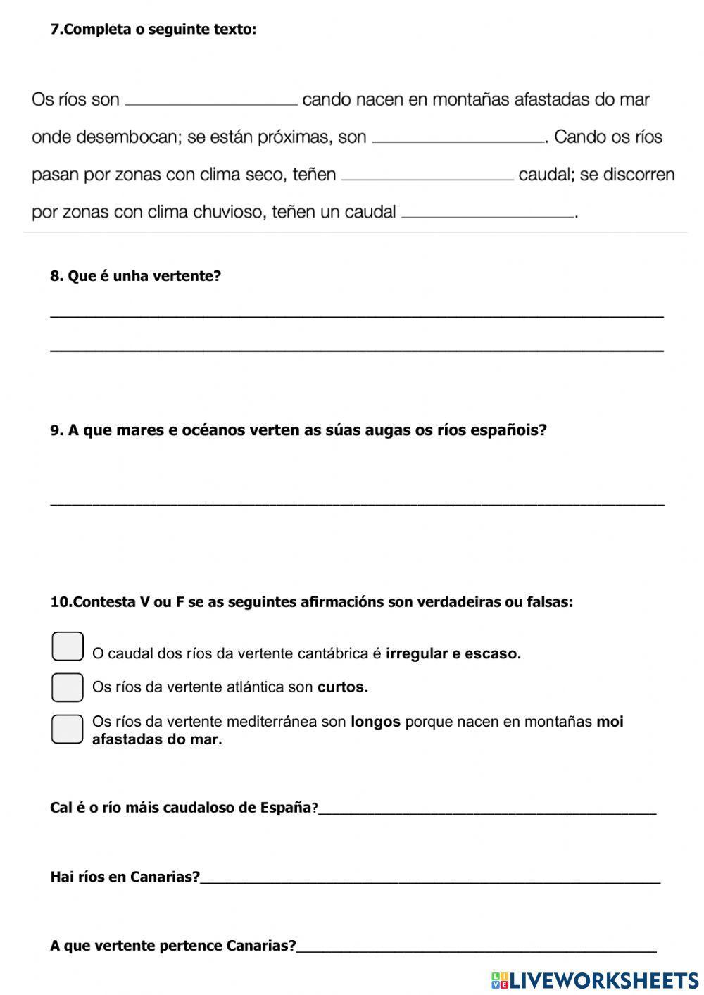 Os RÍOS DE ESPAÑA E AS SÚAS CARACTERÍSTICAS