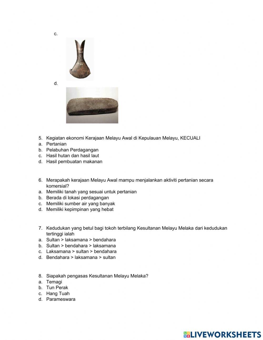 Ujian pentaksiran (ujian ringkas) sejarah