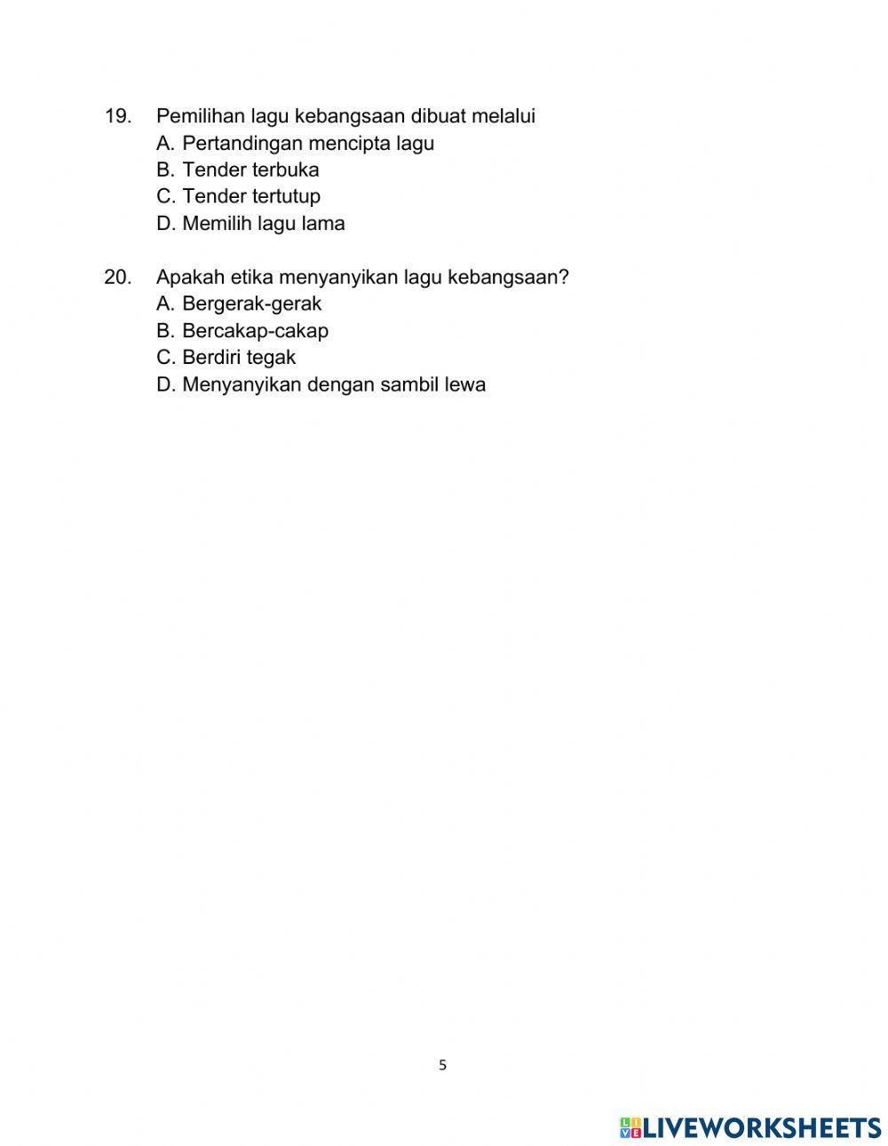 Ujian pentaksiran sejarah tahun 5 Ujian pentaksiran sejarah tahun 5