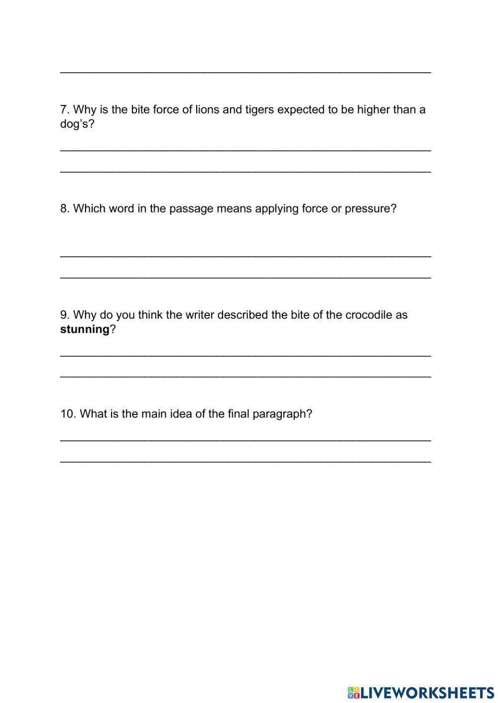 Bite Force- Comprehension