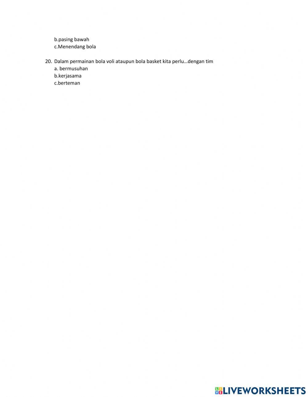 Latihan soal uas pjok