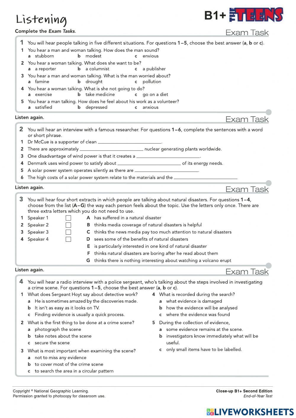 End-of-Year LISTENING Test