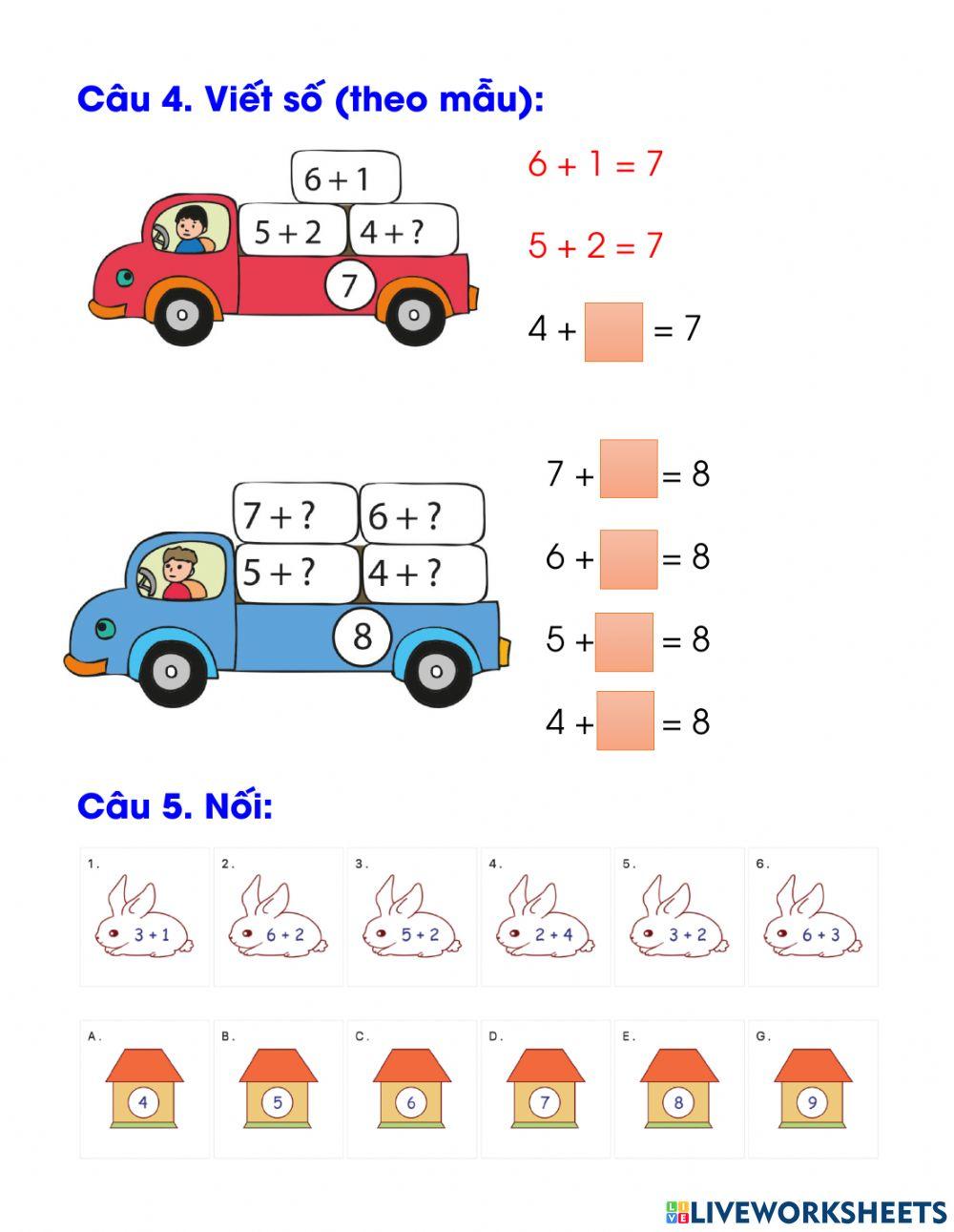Phép cộng trong phạm vi 10 tt