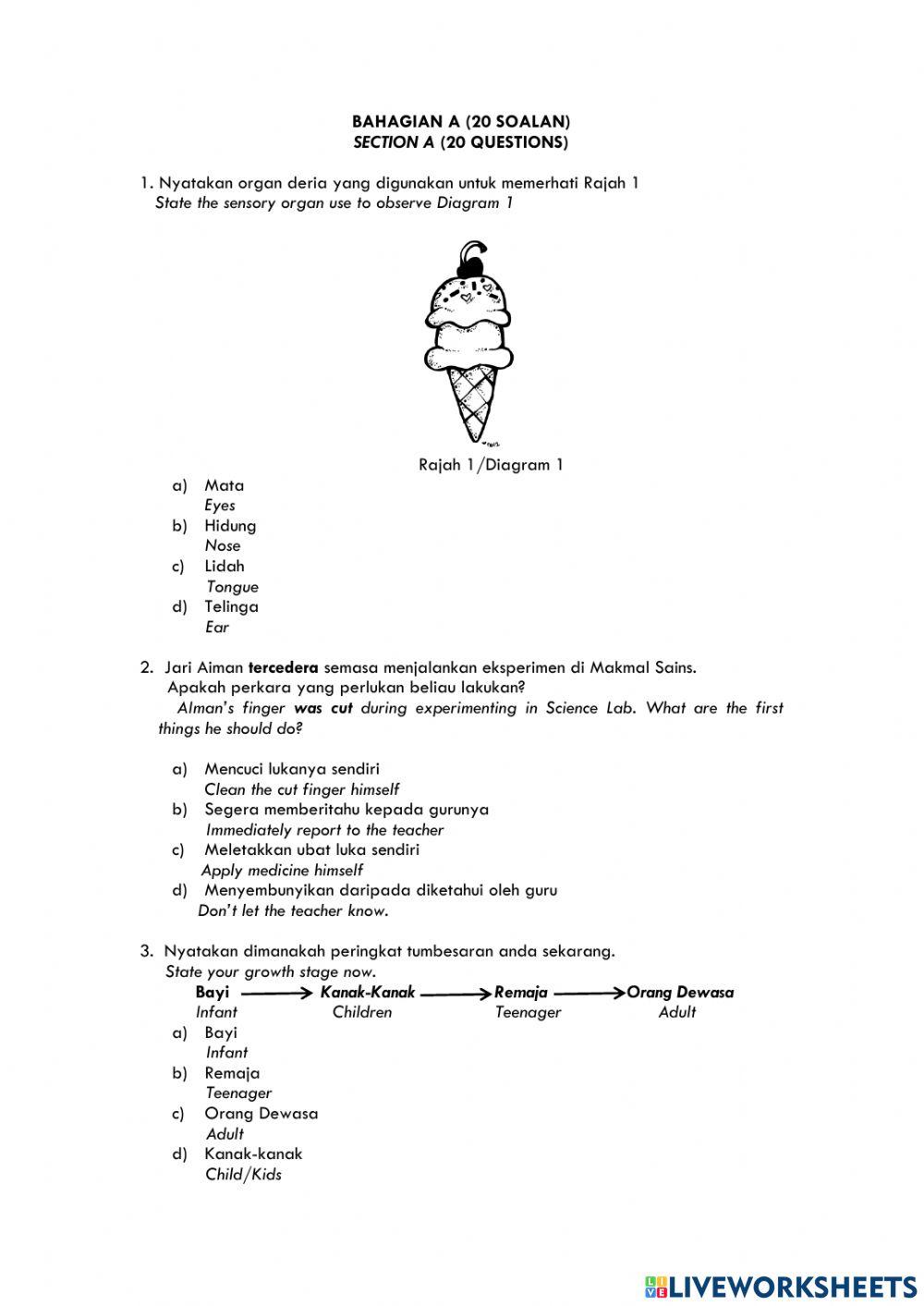 Pembetulan pentaksiran sains tahun 2