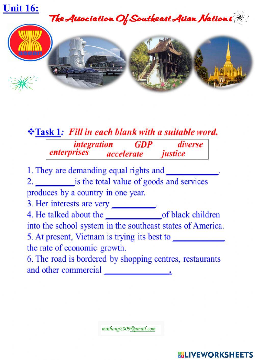 UNIT 16: THE ASSOCIATION  OF  SOUTHEAST ASIAN NATIONS- Reading