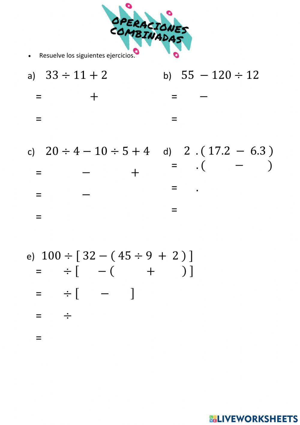Operaciones combinadas con Naturales