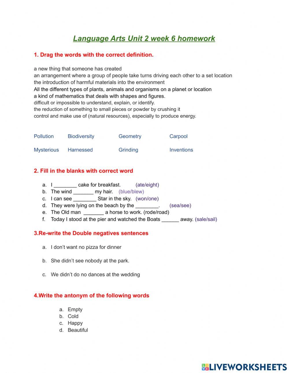 LA HTWW Unit 2 week 6 HW