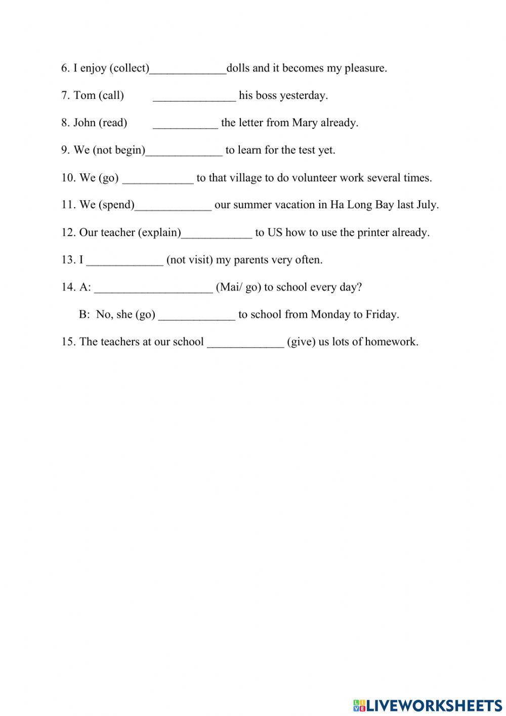 Đề cương ôn thi học kỳ 1 - Tiếng Anh 7 - Grammar - Tenses