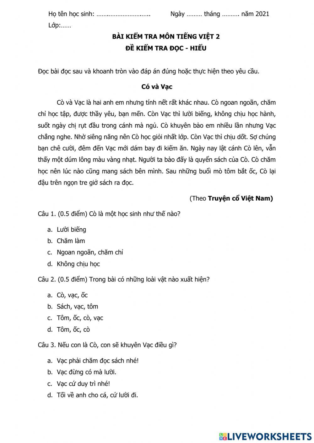 Vietnamese PS- Tiếng Việt Tiểu học