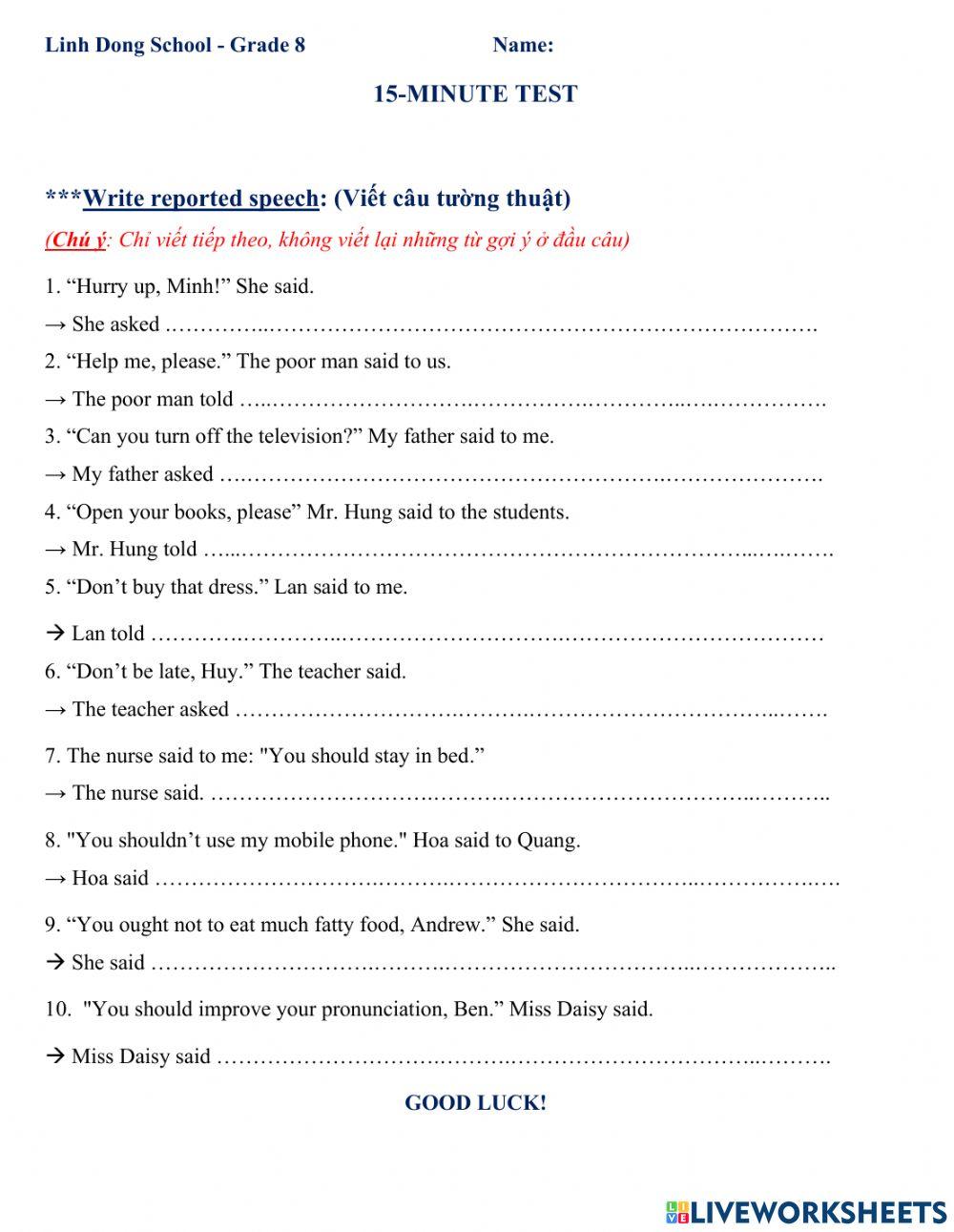 15-minute Test for Grade 8-Dec2021
