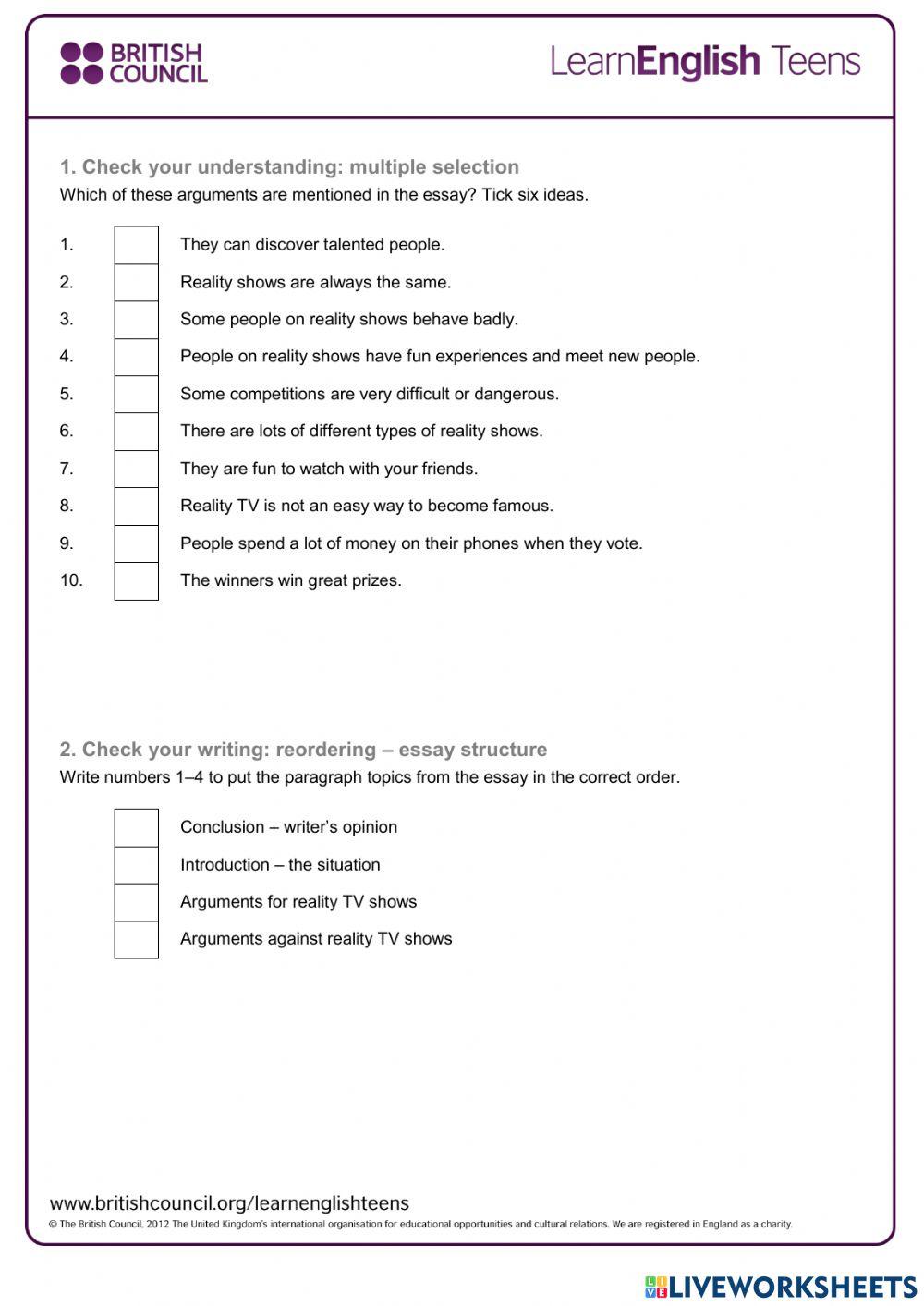 For and Against Essay