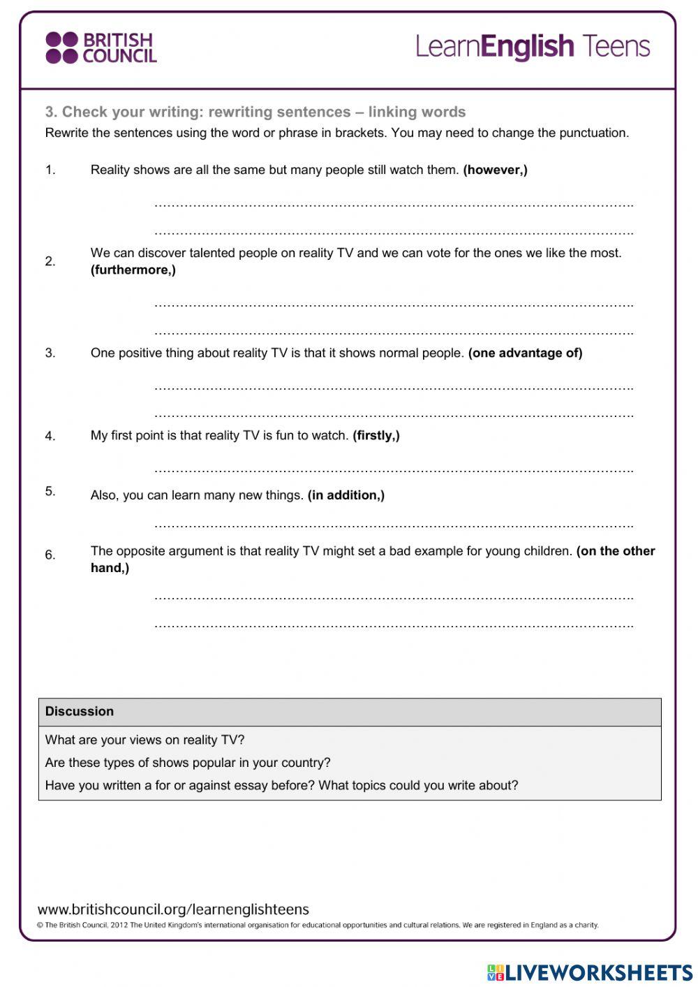 For and Against Essay