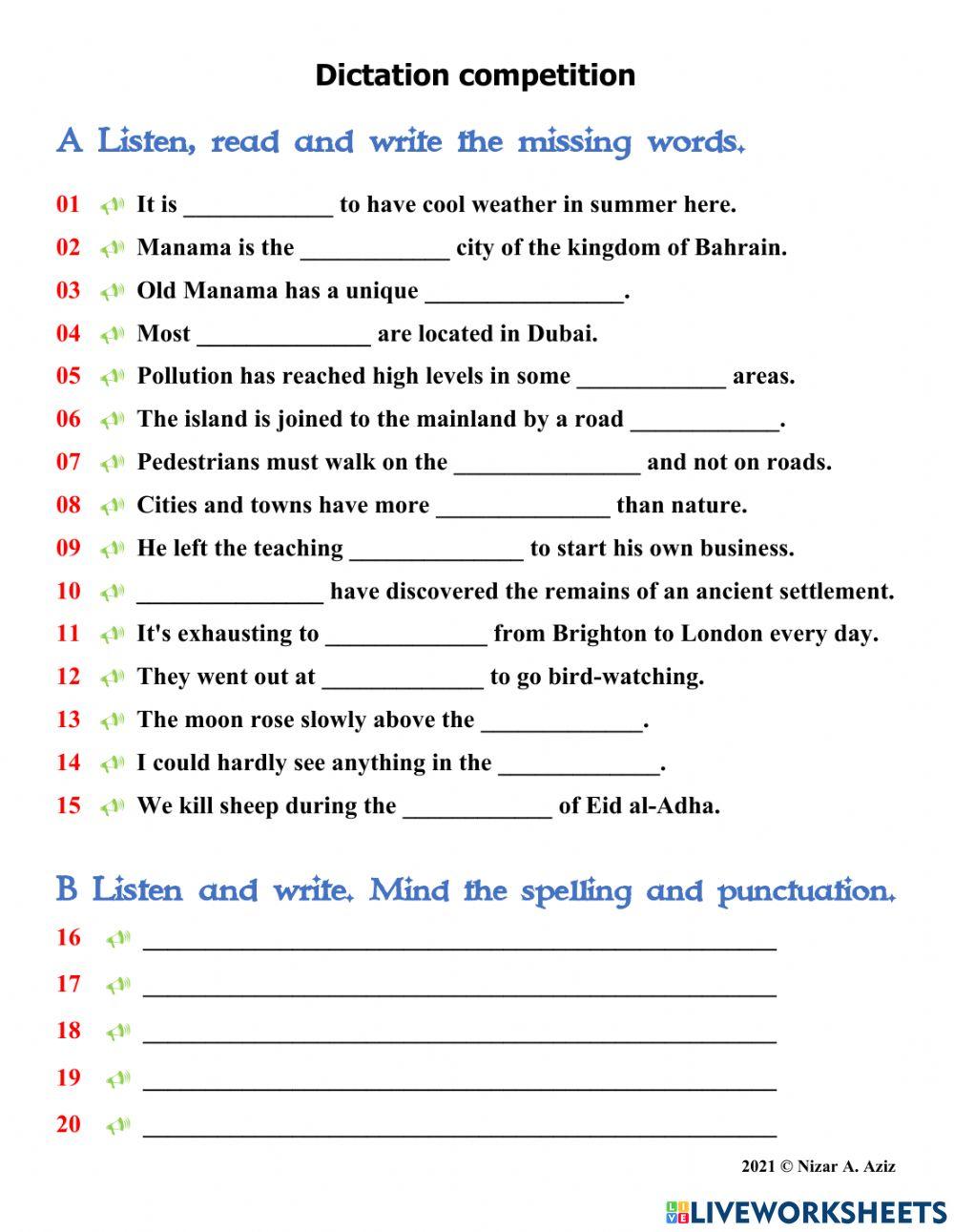 Dictation- competition