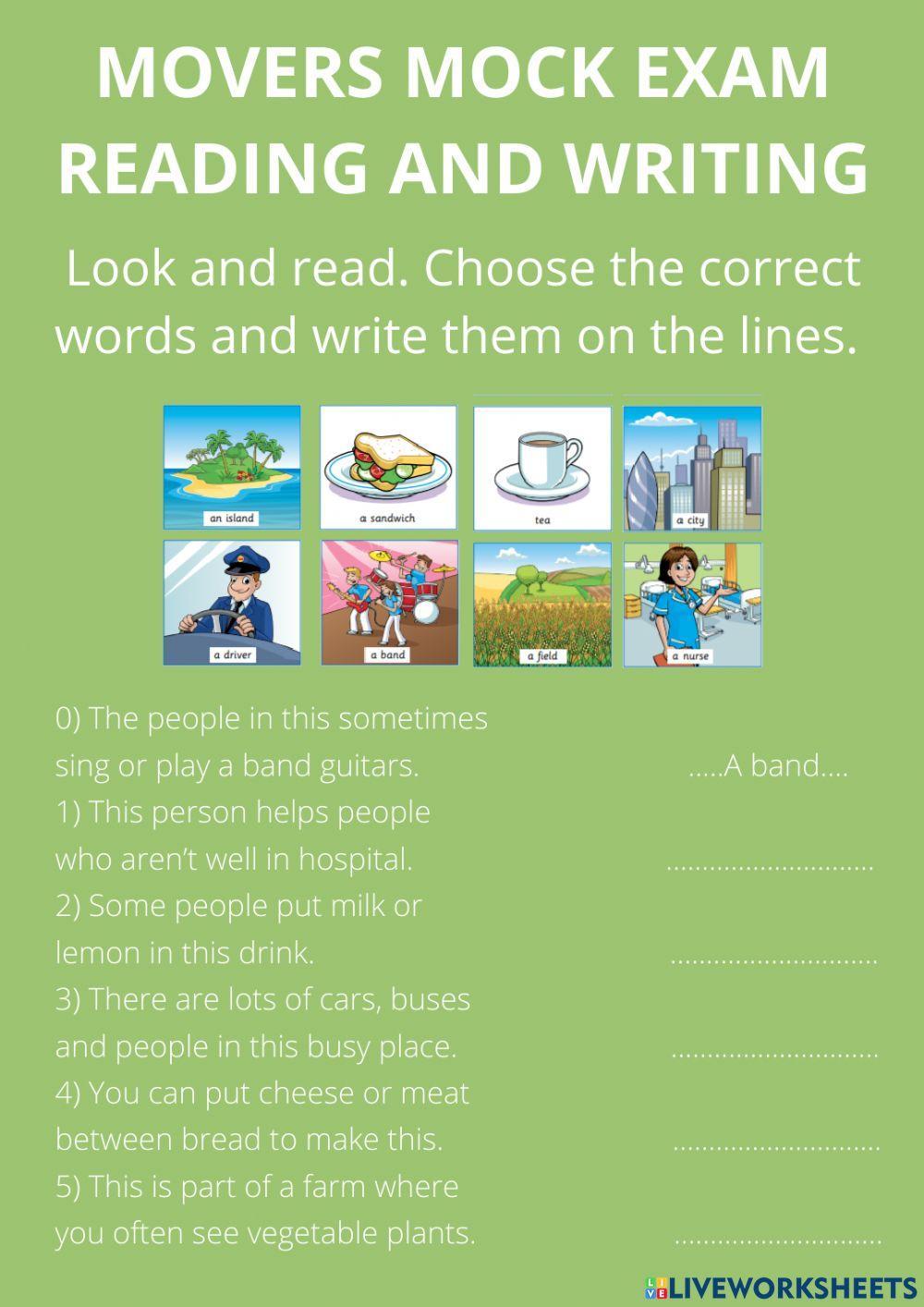 Mock exam movers - Reading and writing