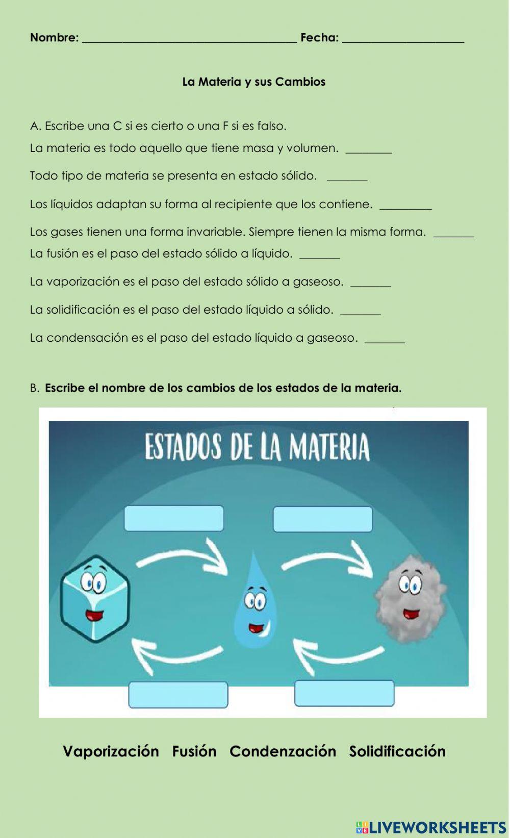 La materia y sus cambios La materia y sus cambios