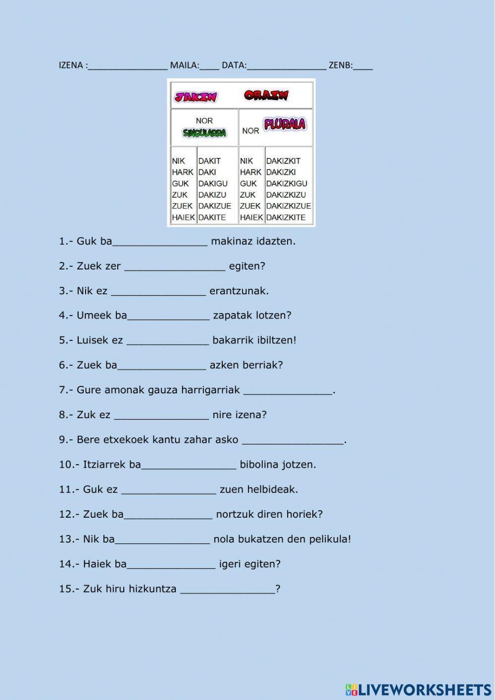 Jakin aditza orainaldian