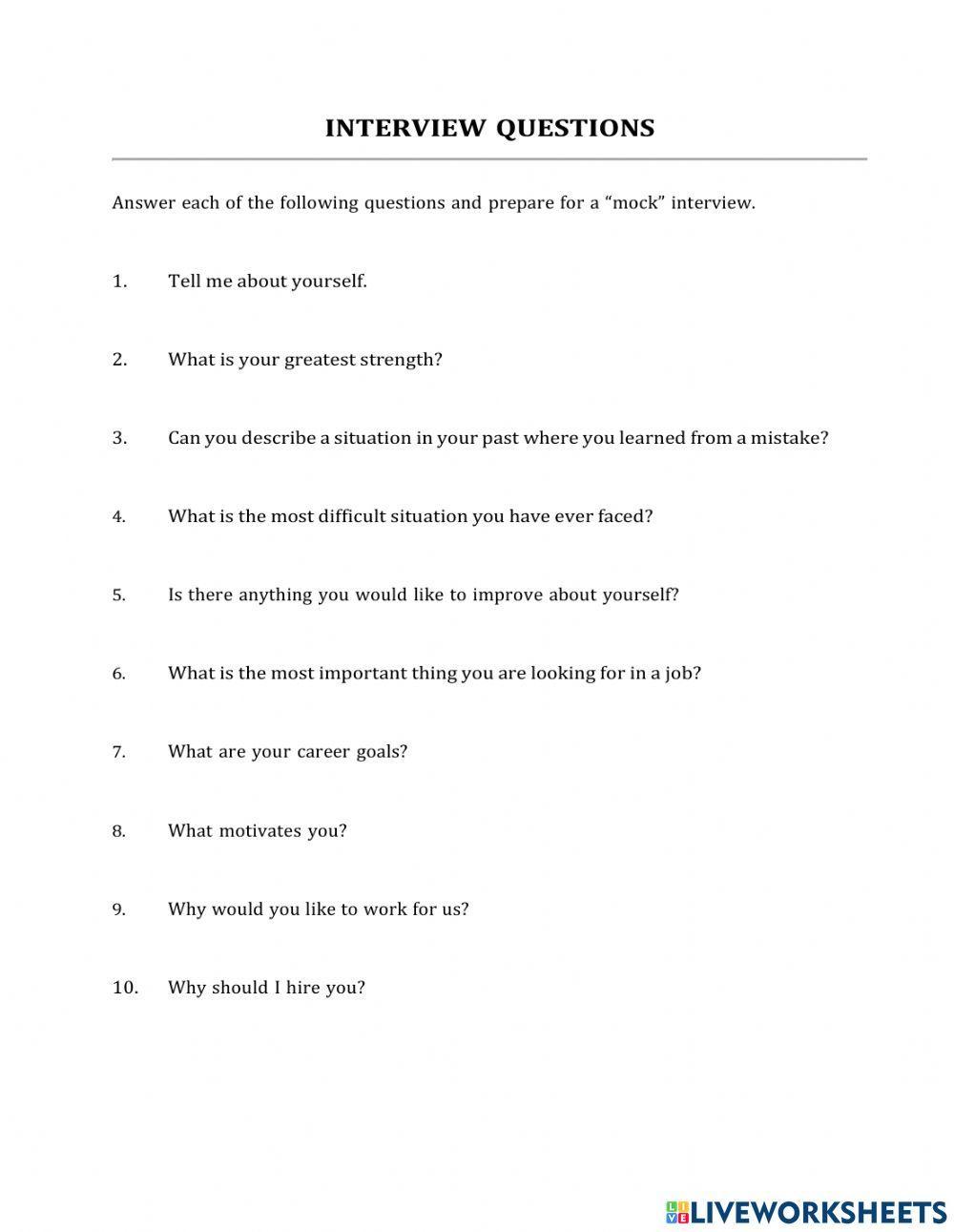 Speaking club JOB INTERVIEW