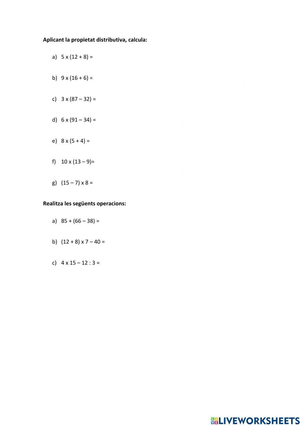 Operacions combinades