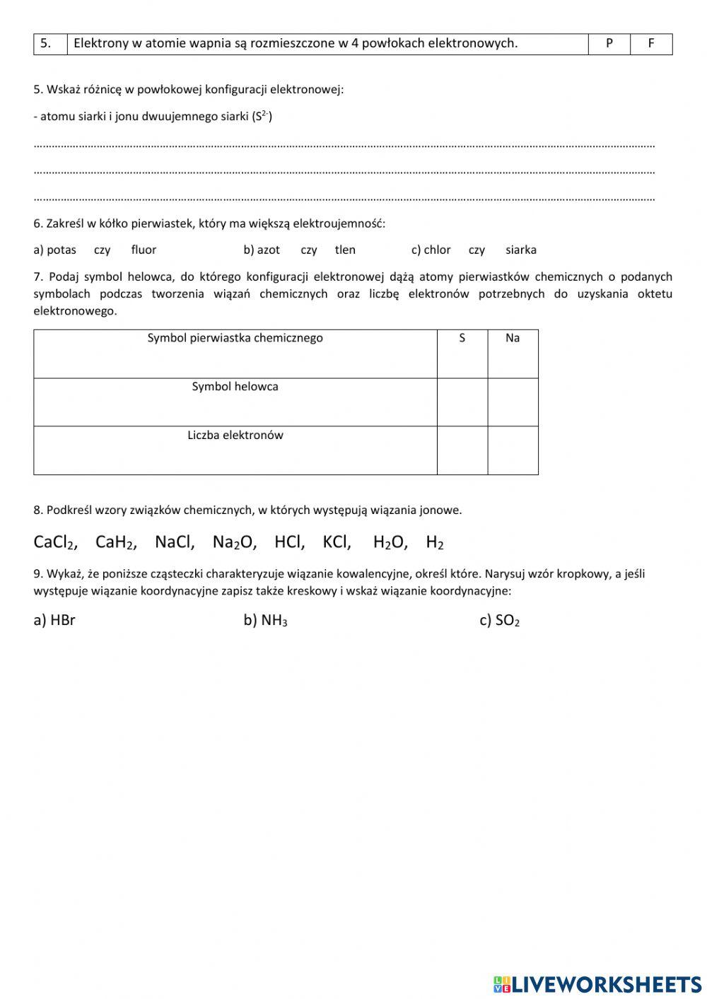 Chemia-wiązanie i konfiguracja