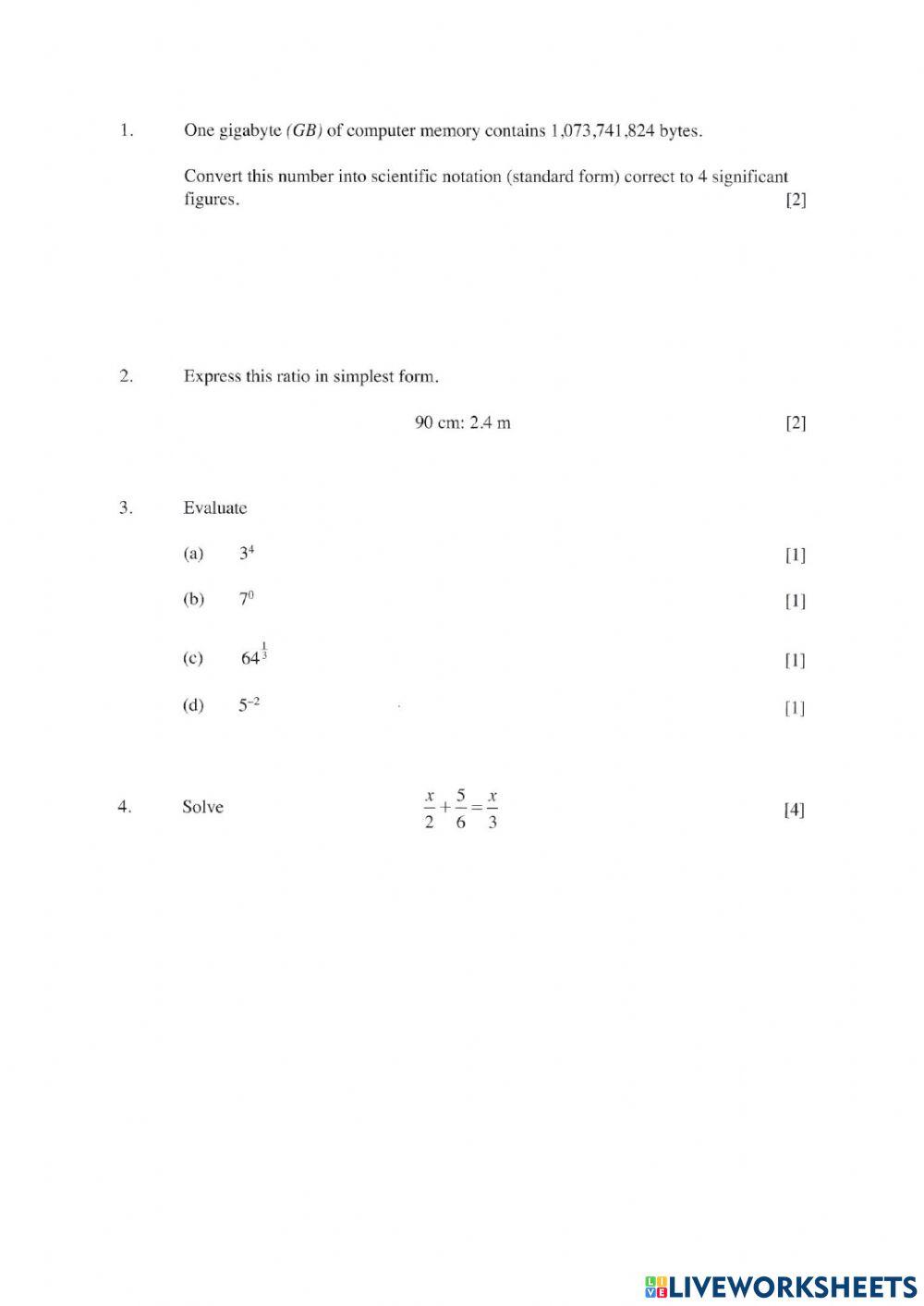 Revision exercise online exercise for live worksheets
