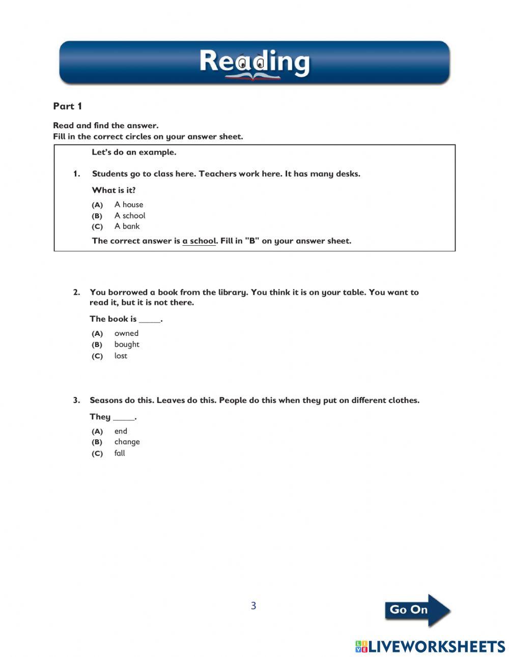 TOEFL primary test