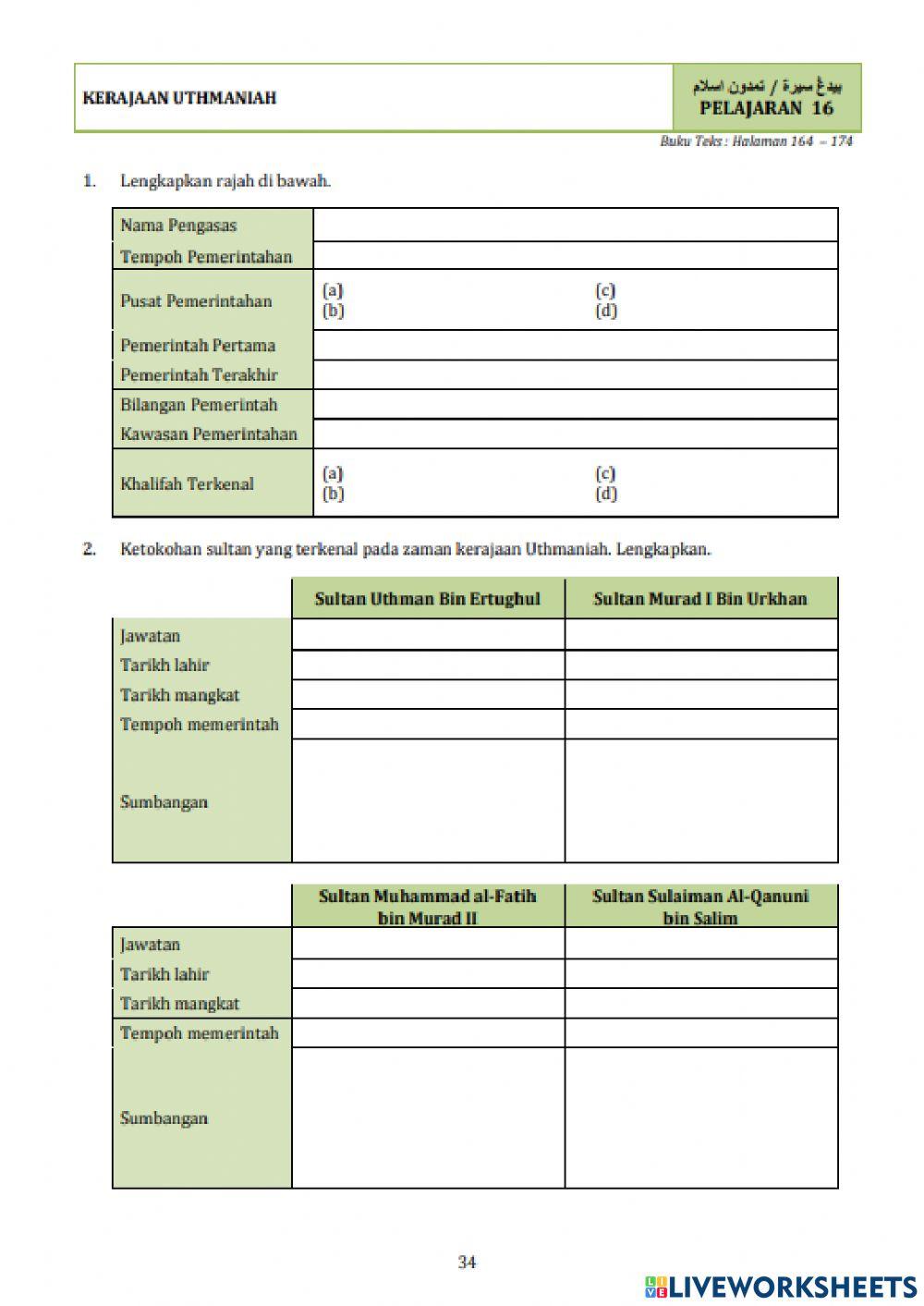 Pelajaran 16 : kerajaan uthmaniah