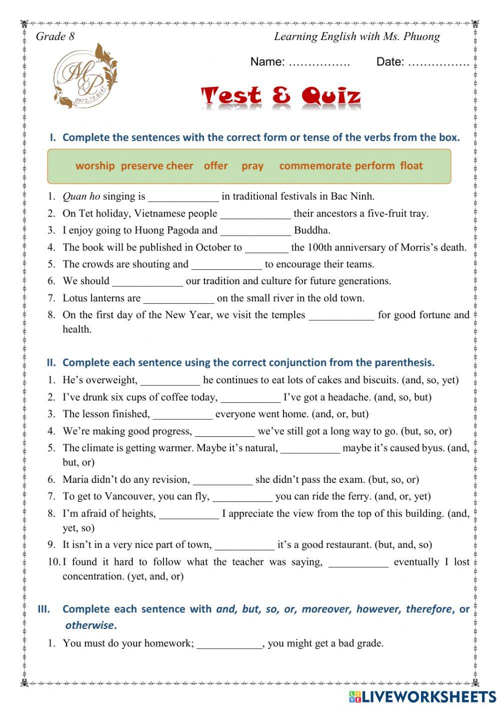 English 8 - Unit 5 - Grammar