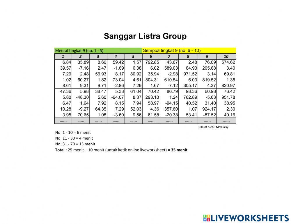 Latihan Ujian Tingkat 9 Sempoa & Mental