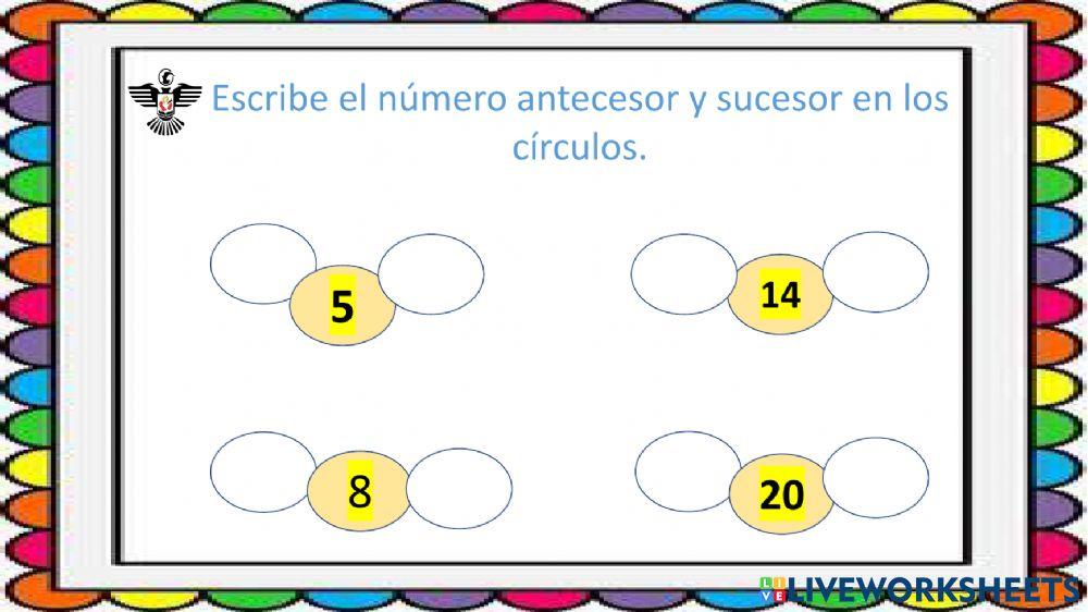 Número antecesor y sucesor