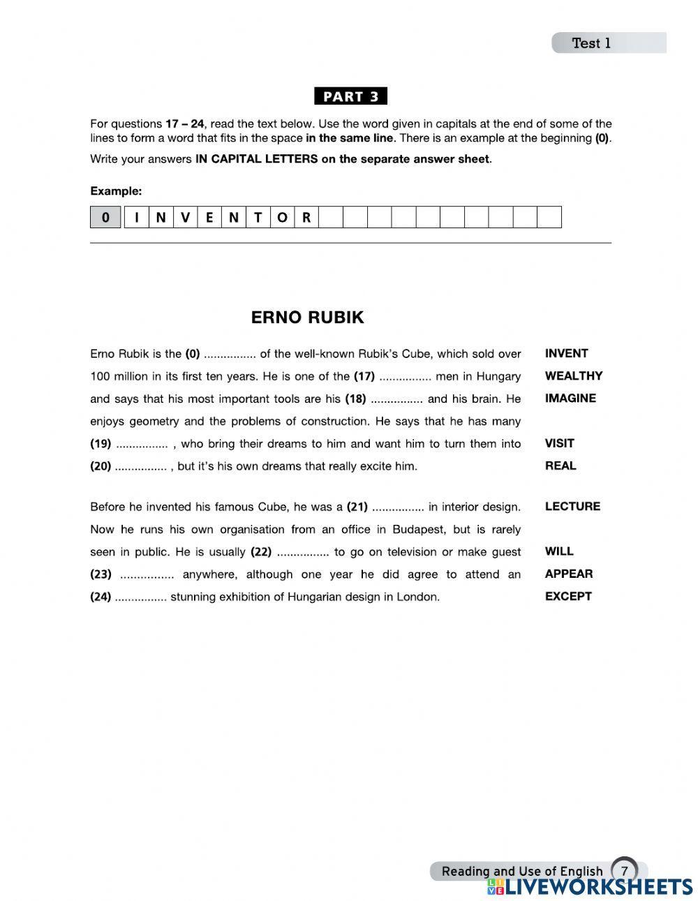 Fce reading and use of enbglish 1-4