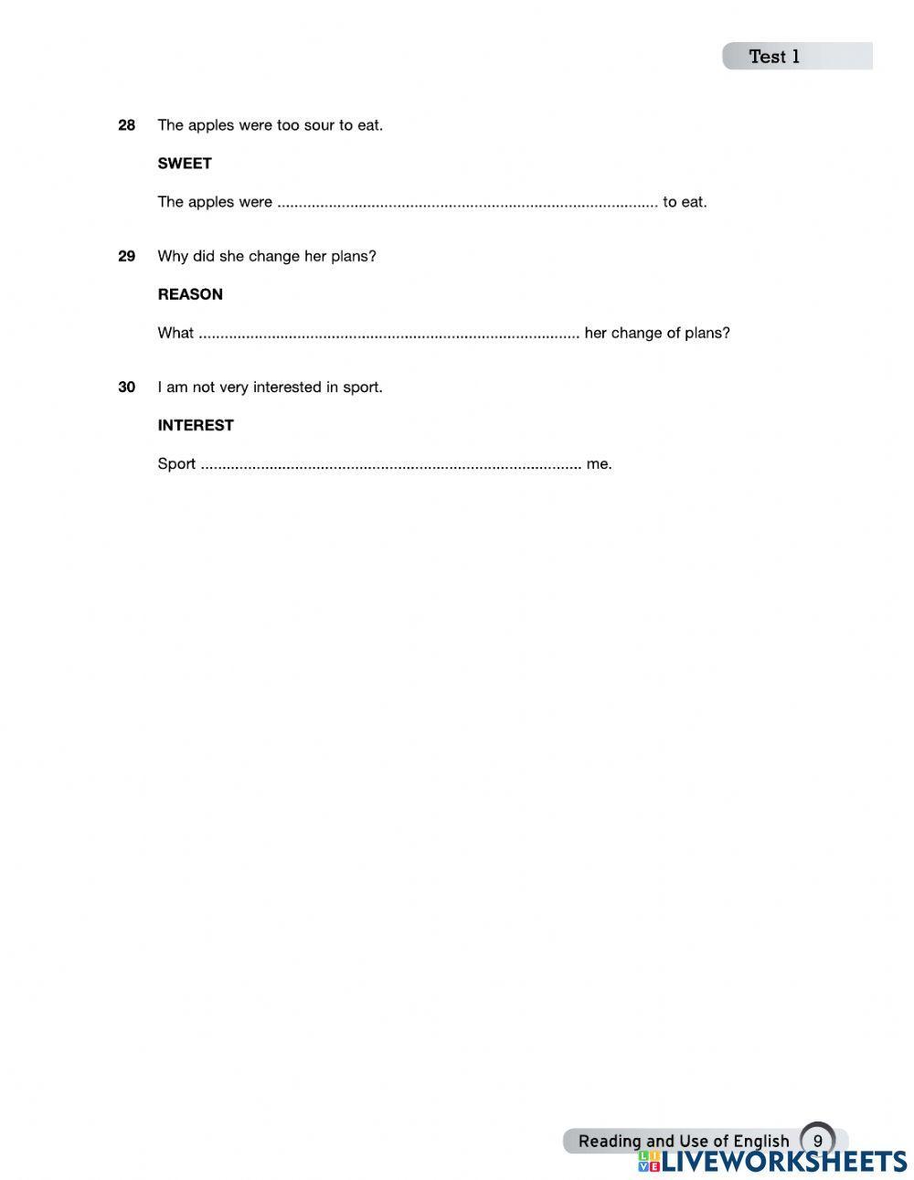 Fce reading and use of enbglish 1-4