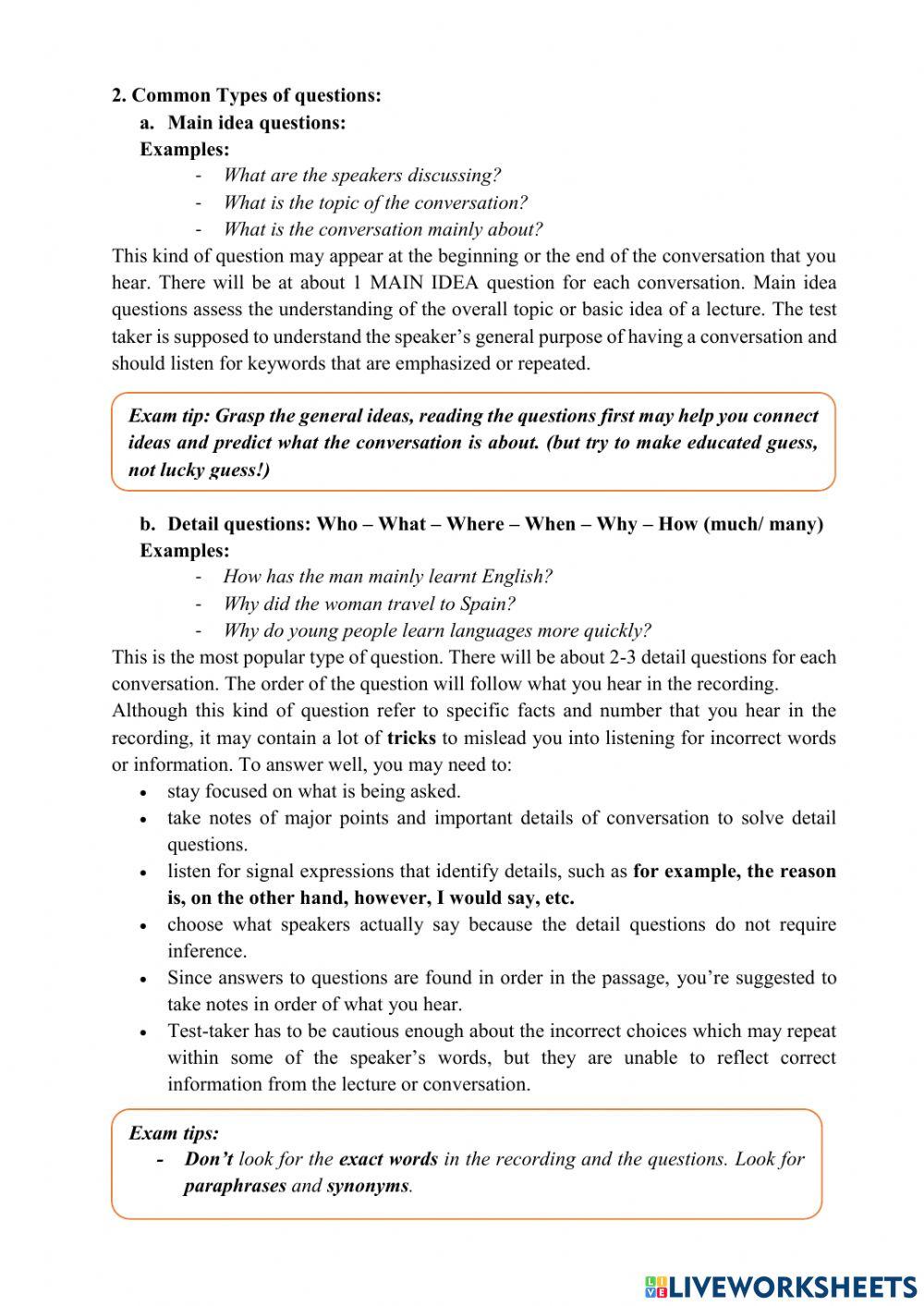 CLC1- Listening- Vstep Part 2