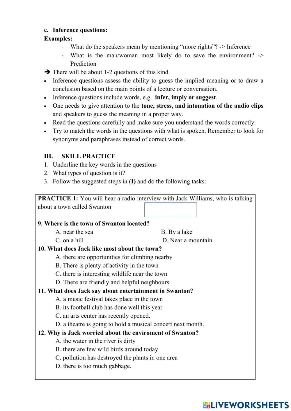 CLC1- Listening- Vstep Part 2