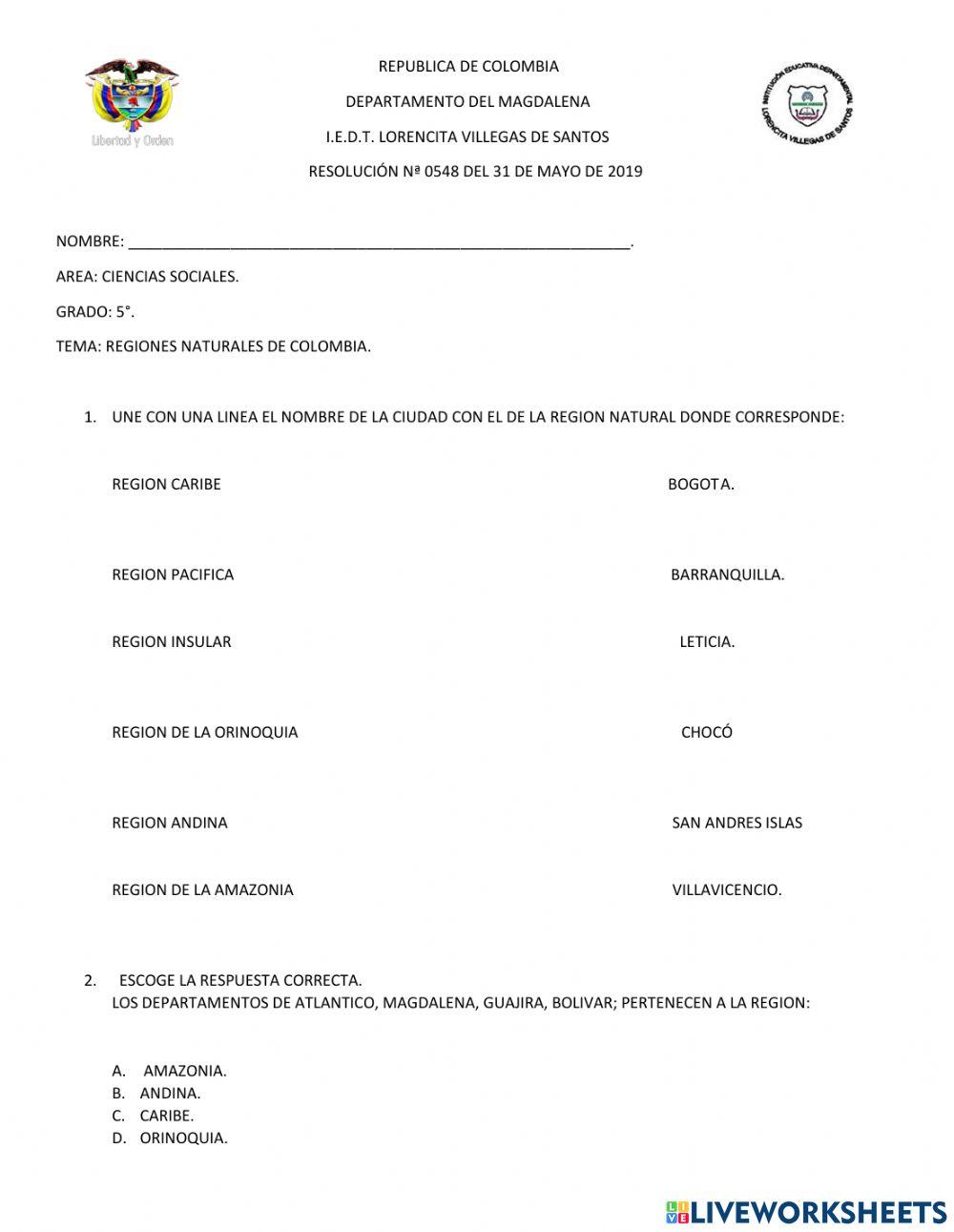 Regiones naturales de colombia