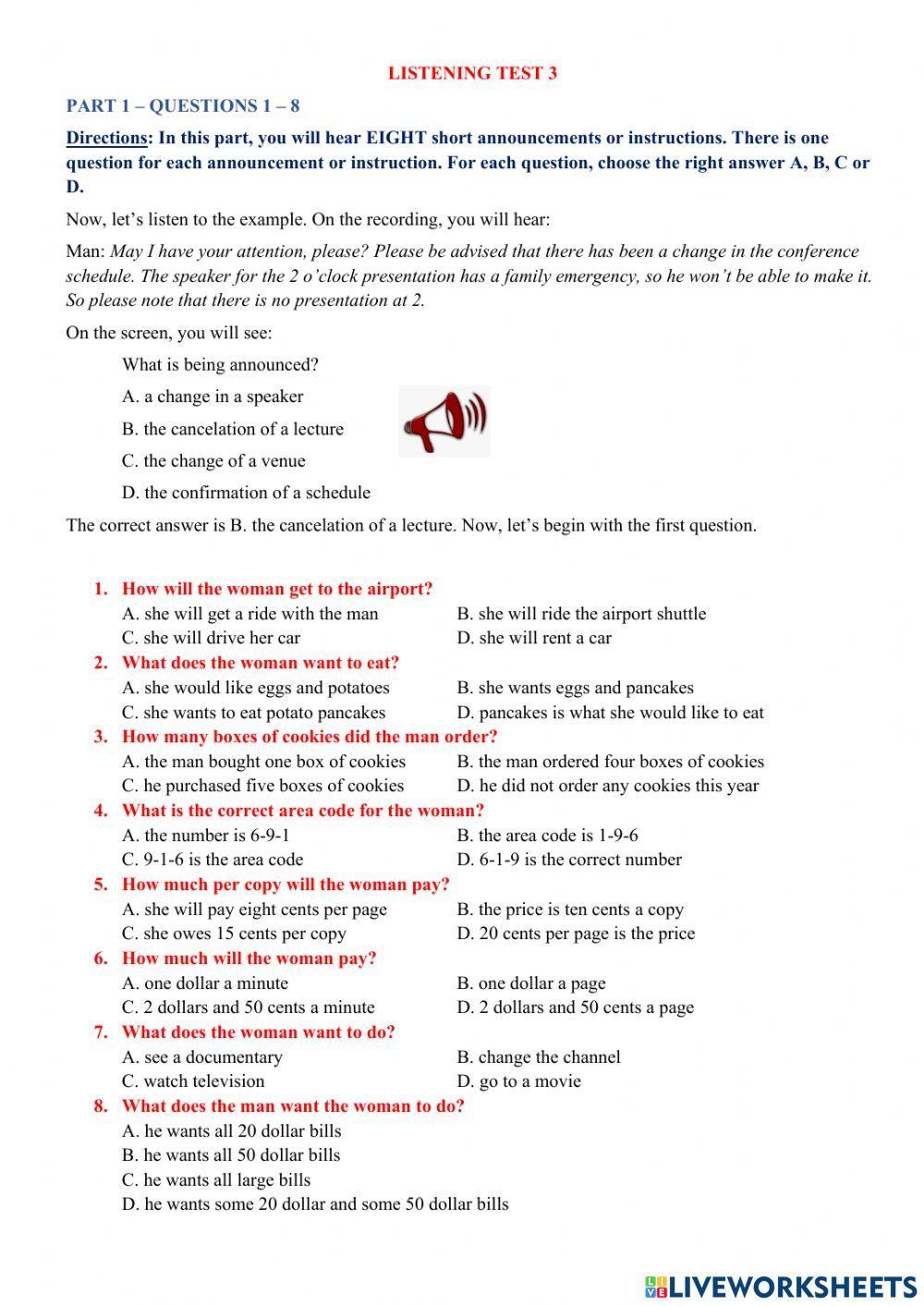VLU-Listening Test 3-VSTEP -Part 1