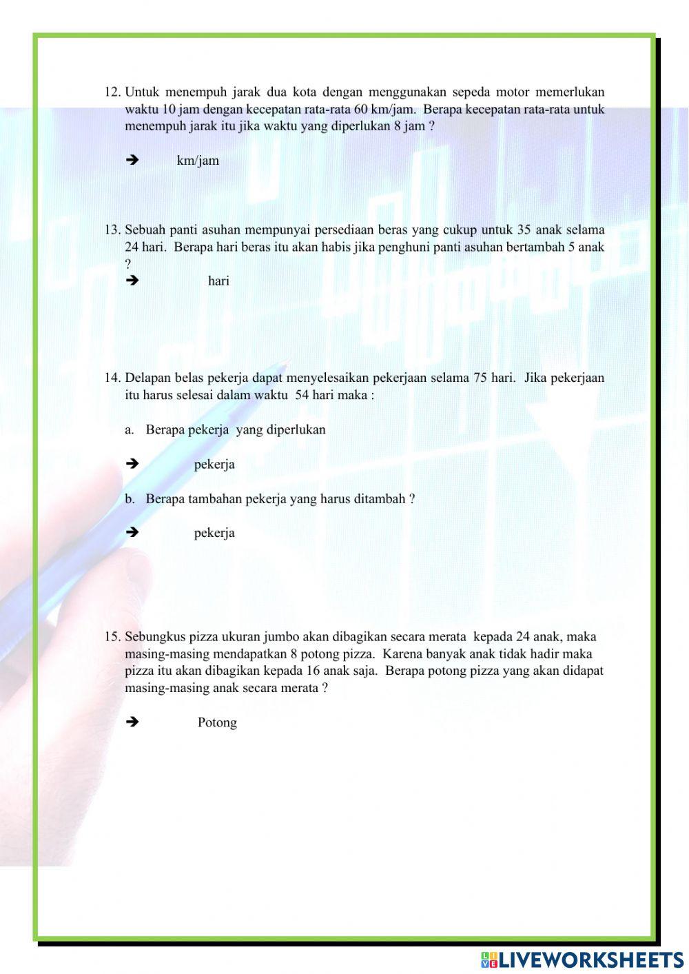 RASIO DUA BESARAN Latihan