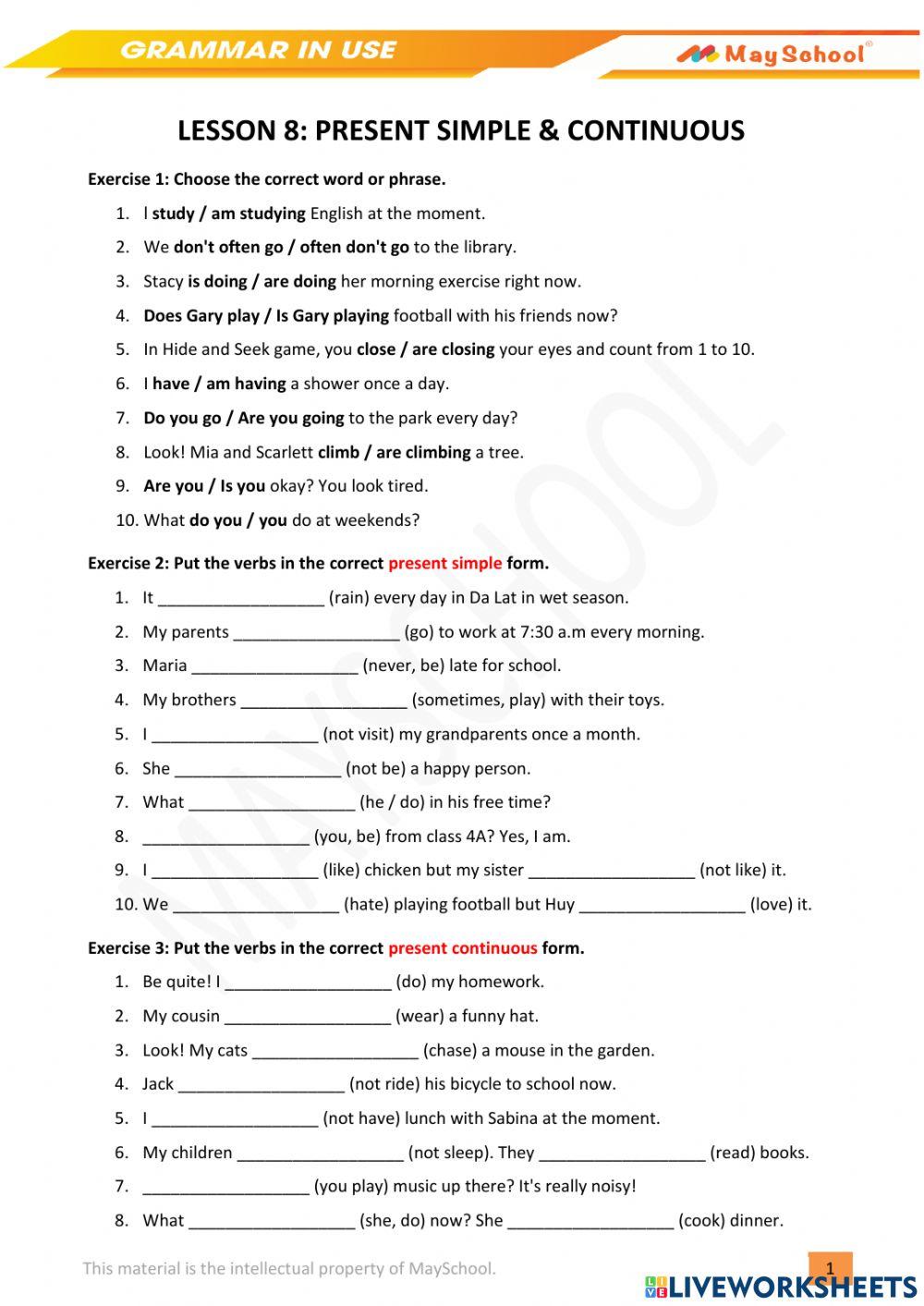 G-Gram-L8-Present Simple & Continuous