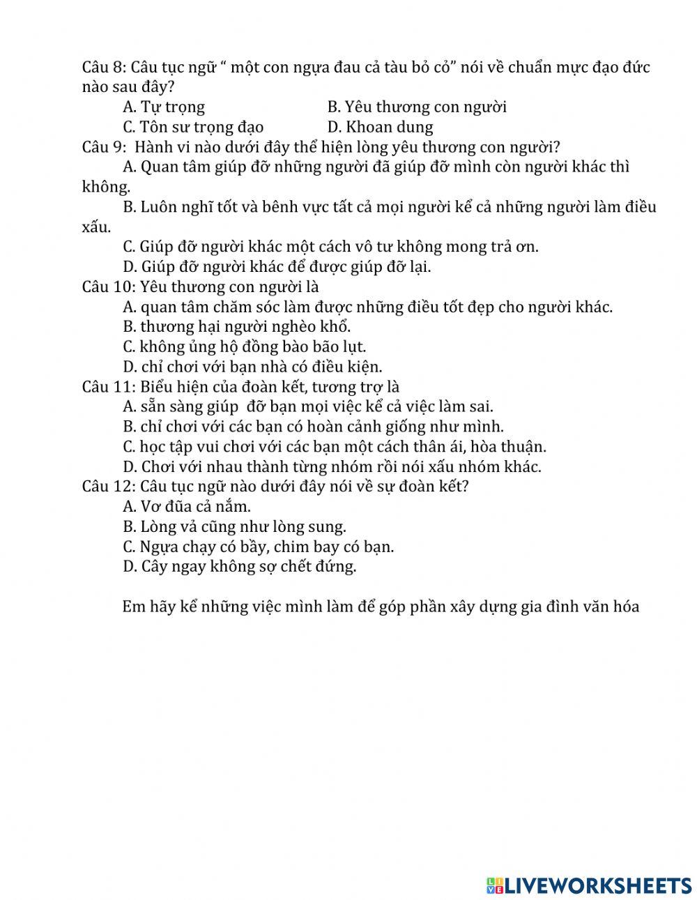 Kiểm tra hệ số 1 gdcd