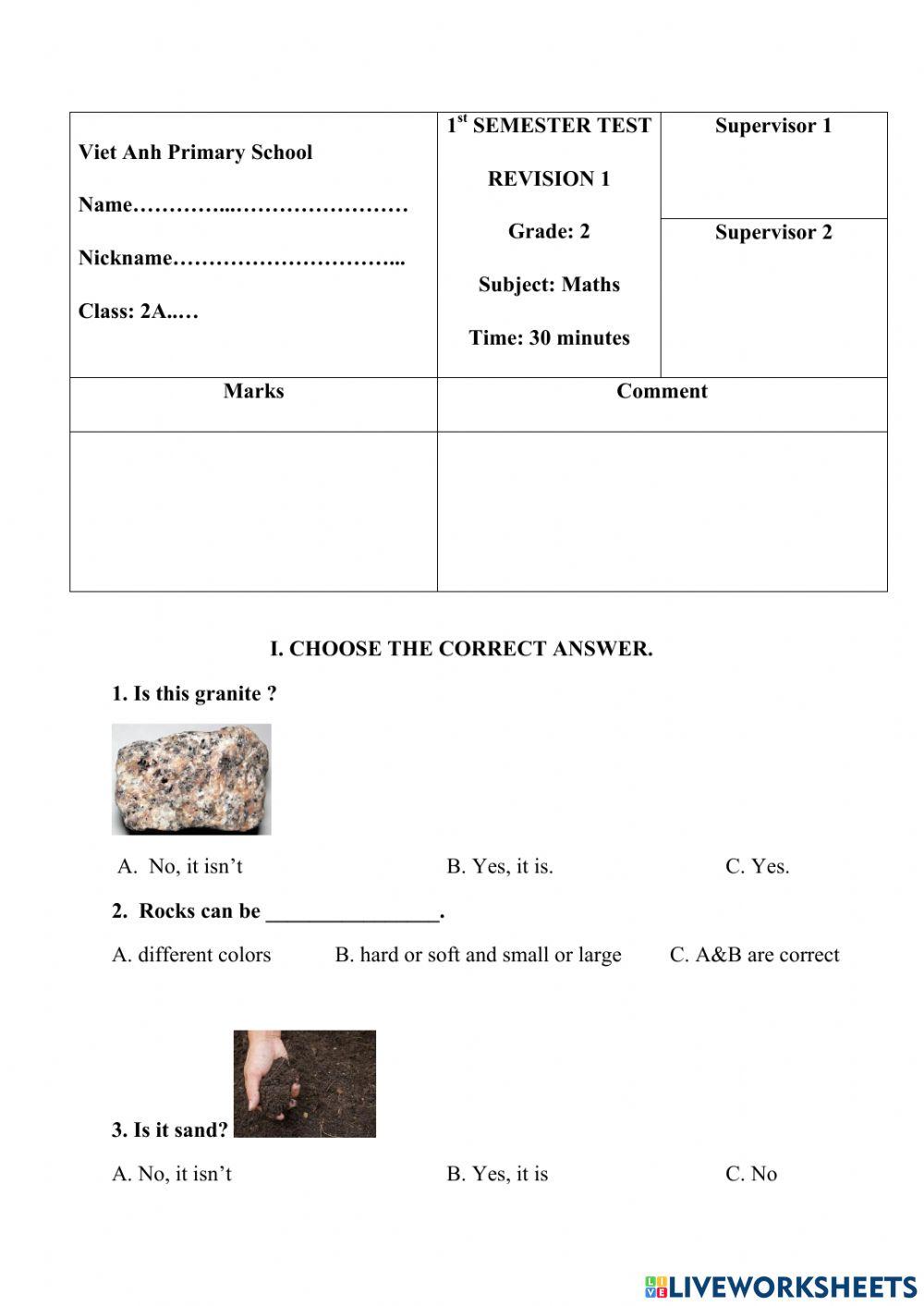 Science revision 1 - semester 1