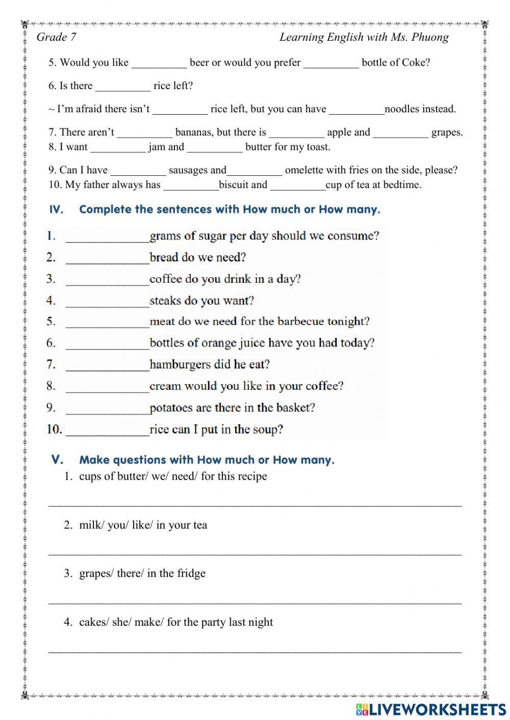 English 7 - Unit 5 - Grammar