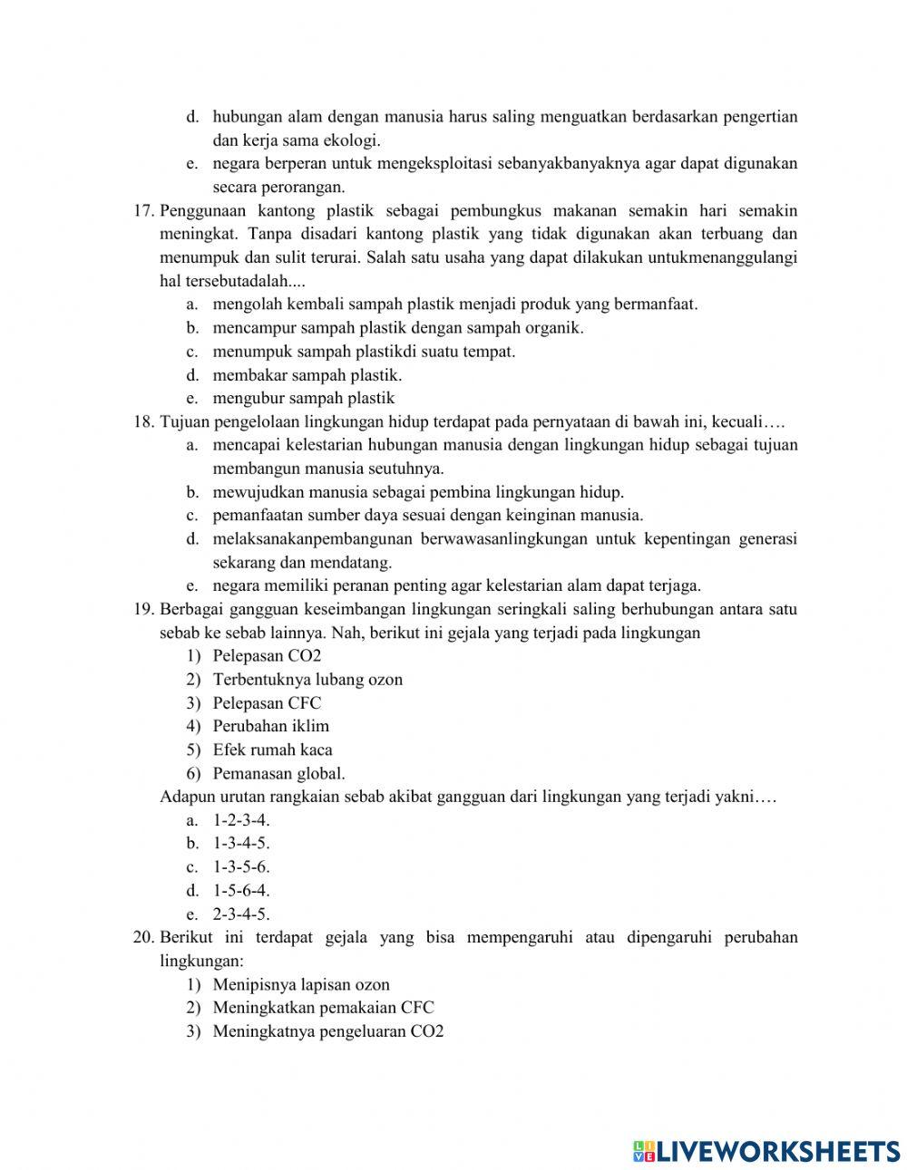 Soal perubahan lingkungan