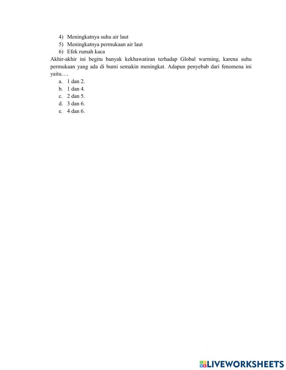 Soal perubahan lingkungan