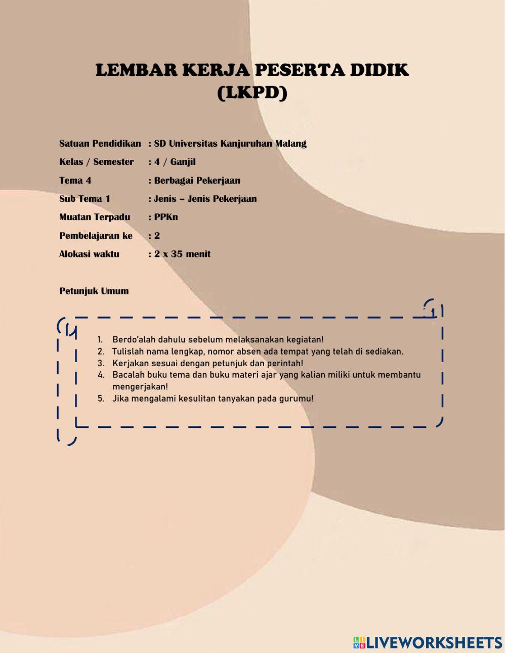 LKPD PPKN Sila Pertama